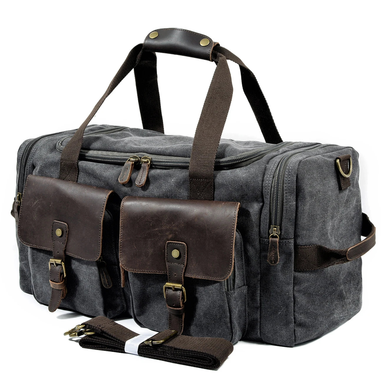 Large Canvas & Leather Duffle Bag