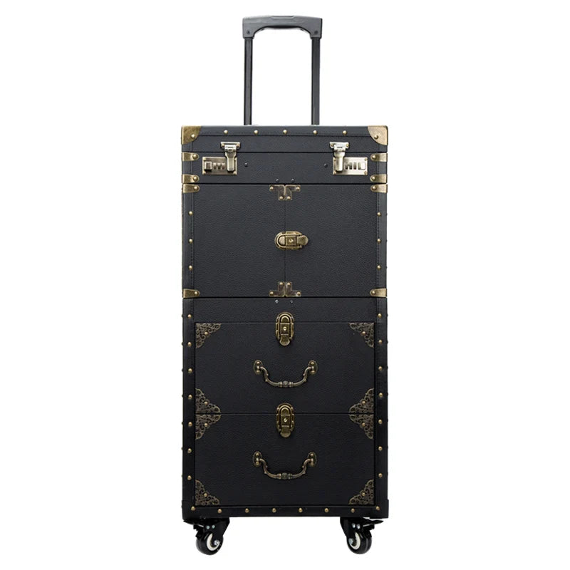 Retro Large Capacity Travel Case With Trolley