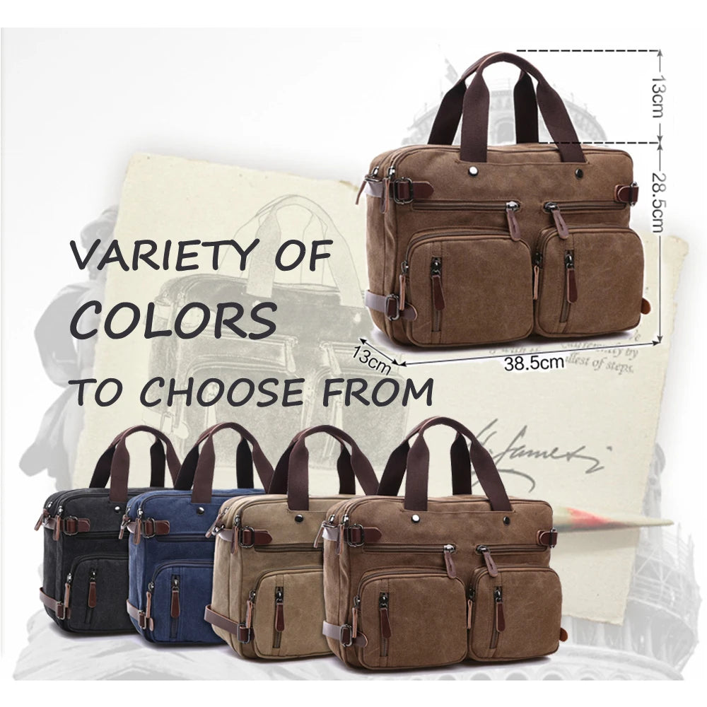 Leather & Canvas High Capacity Travel Tote